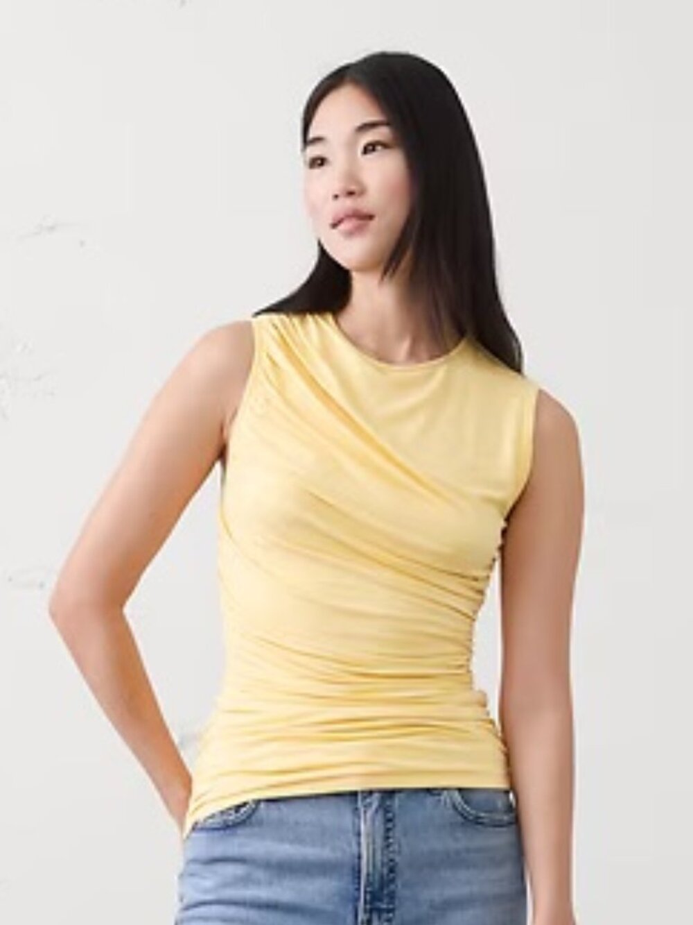 NWT Banana Republic Factory Yellow Stretch Crewneck Top
